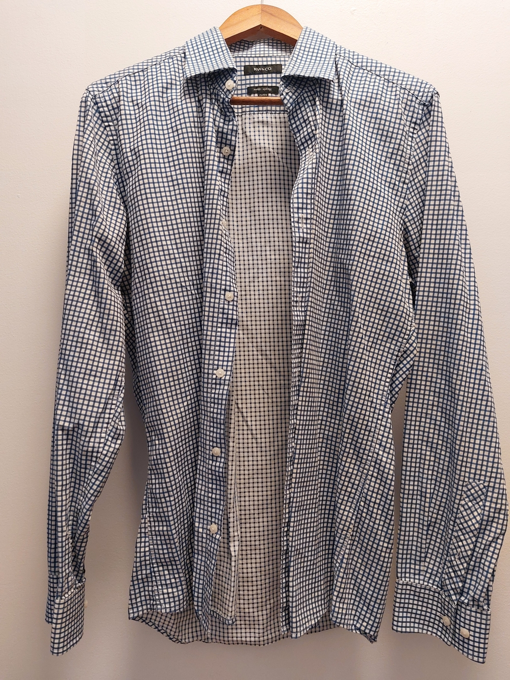 RW&CO. Navy and White Check Dress Shirt